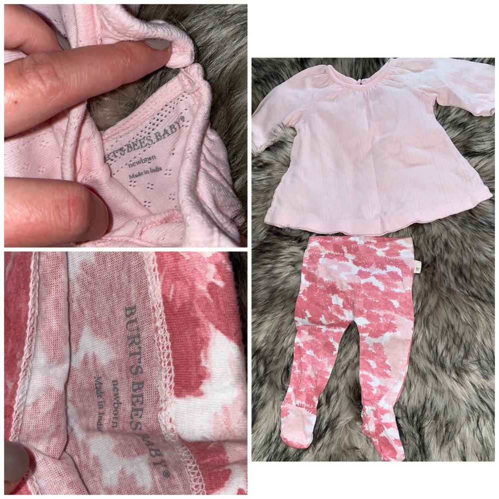 Organic Burts Bees 🐝 NB tunic & footie pant set